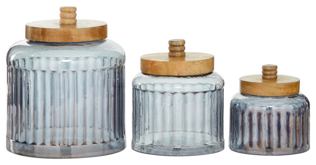 Farmhouse Gray Glass Decorative Jars Set 94981