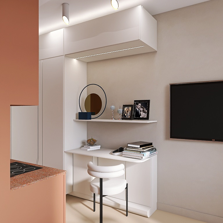 Студия 25 метров с спальней гостиной и кухней