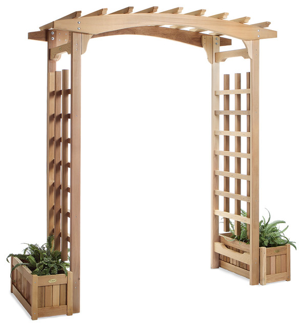 Wooden Garden Pergola With Bench and Planter Outdoor Patio Plant Climbing Arch 