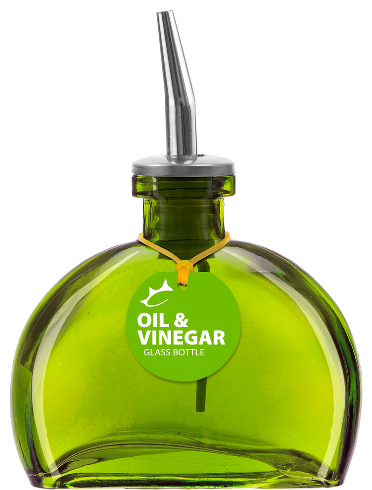 Fiji 6oz Recycled Glass Oil/Vinegar Bottle With Pour Spout, Lime Green