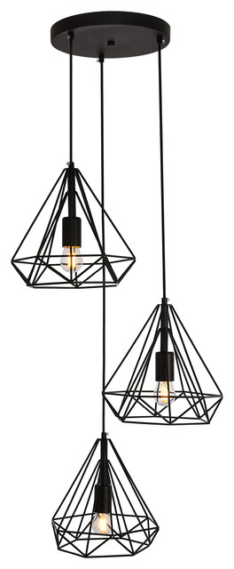 Jago Collection Pendant, 18.1"x24.3", 3-Light, Black