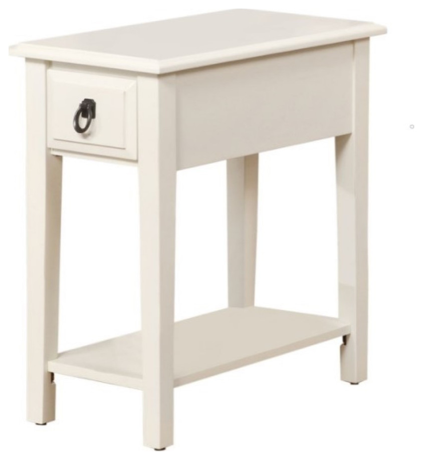 Cottage White Wooden Magazine Rack Side Table Transitional Side