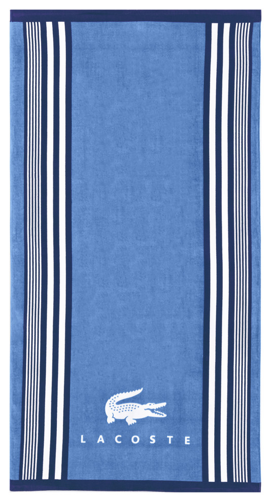 Lacoste Oki Bright 36" x 72" Beach Towel, Blue Contemporary Beach Towels by Sunham Home