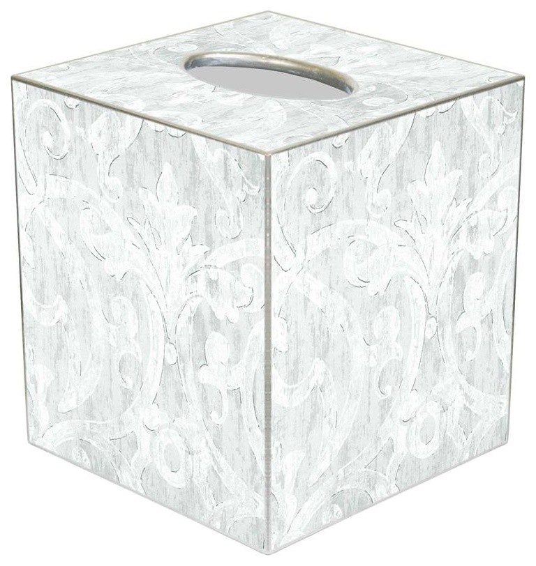 TB1804 Silver Antique Damask Tissue Box Cover Traditional Tissue