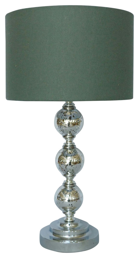 nu steel Crackle Glass Table Lamp With Shade, Mercury Base