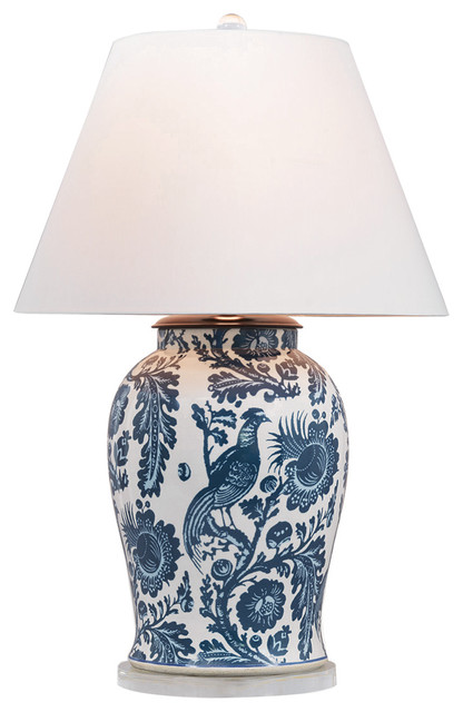 Adrial Global Orange Fl Bird Porcelain Table Lamp Beach Style Adrial Global Indigo Blue Fl Bird Porcelain Table Lamp