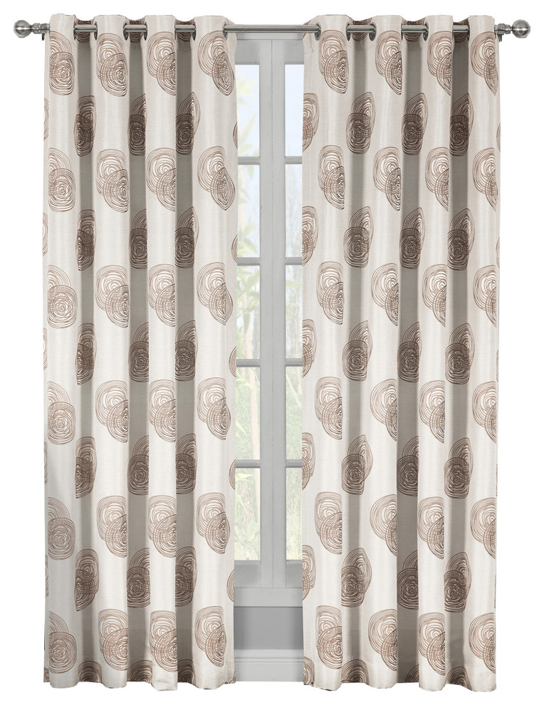Lafayette Jacquard Grommet Curtains, Set of 2, Brown, 108"x84", Set of 2