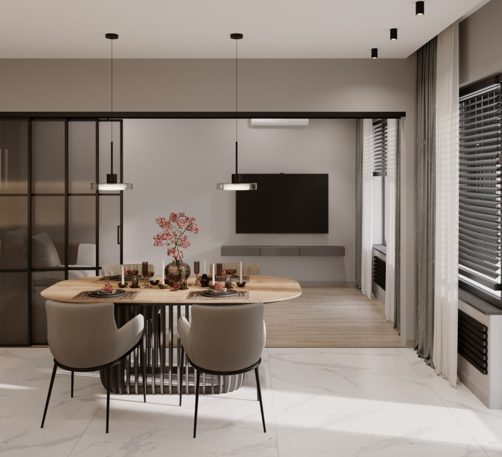 Современный минималистичный дизайн интерьера для молодой пары