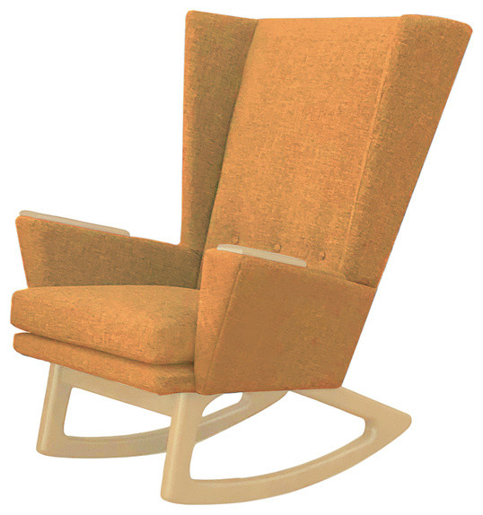 Mid Century Modern Rocking Chair Wingback Rocker Mustard Seed Yellow Gold Mid Century Modern Rocking Chair Wingback Rocker Mustard Seed Yellow Gold