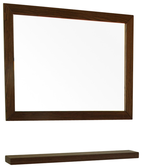 Rectangular Solid Wood Dark Walnut Frame Mirror Contemporary