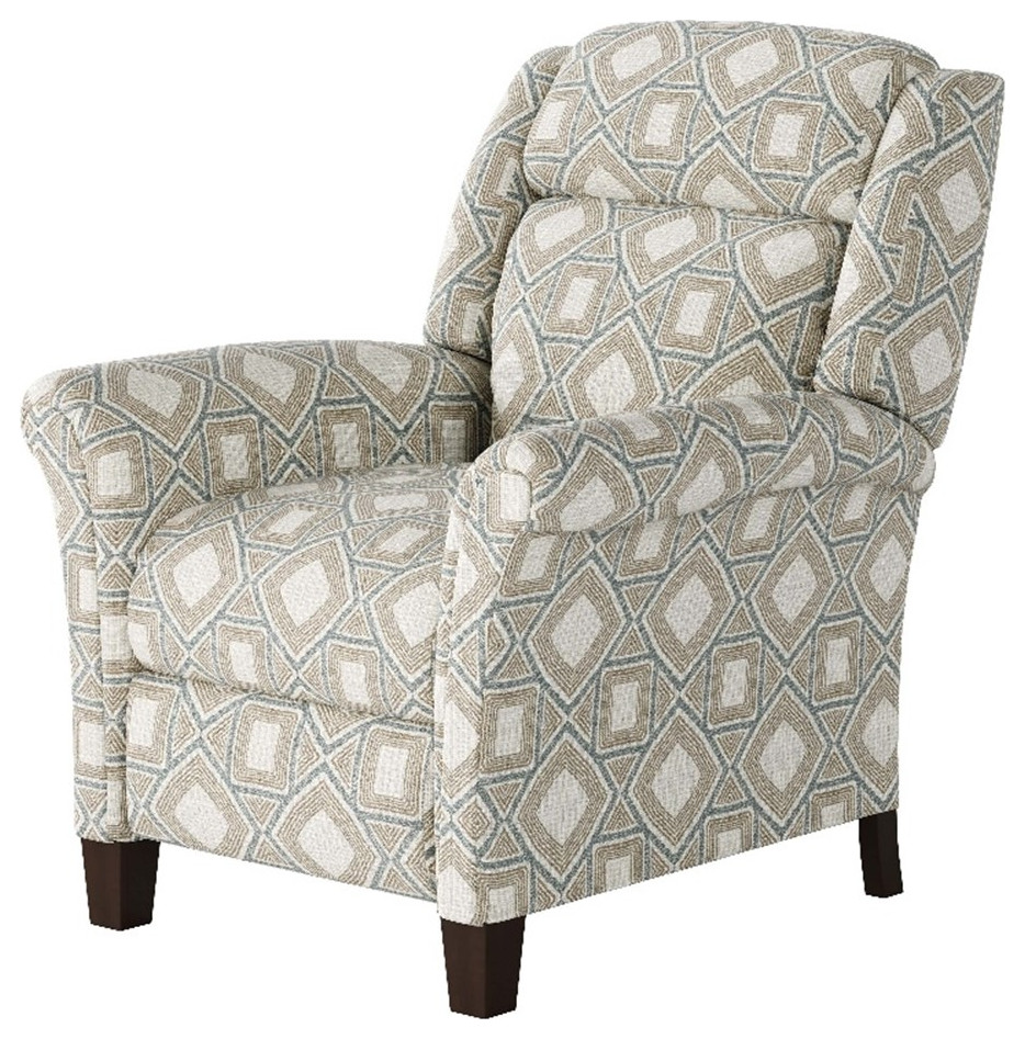 Southern Motion Pow Wow 34" Push Back HiLeg Fabric Recliner in Brown