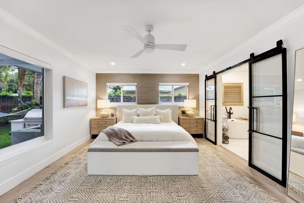 Design ideas for a contemporary bedroom in Miami.