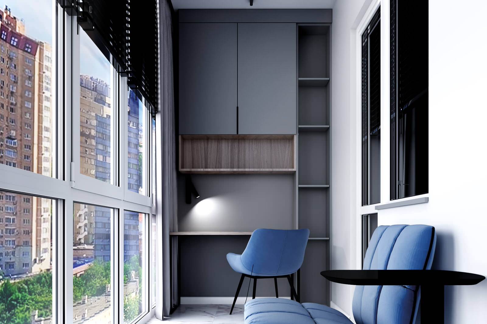 Современный дизайн в серых тонах, ЖК Панорама