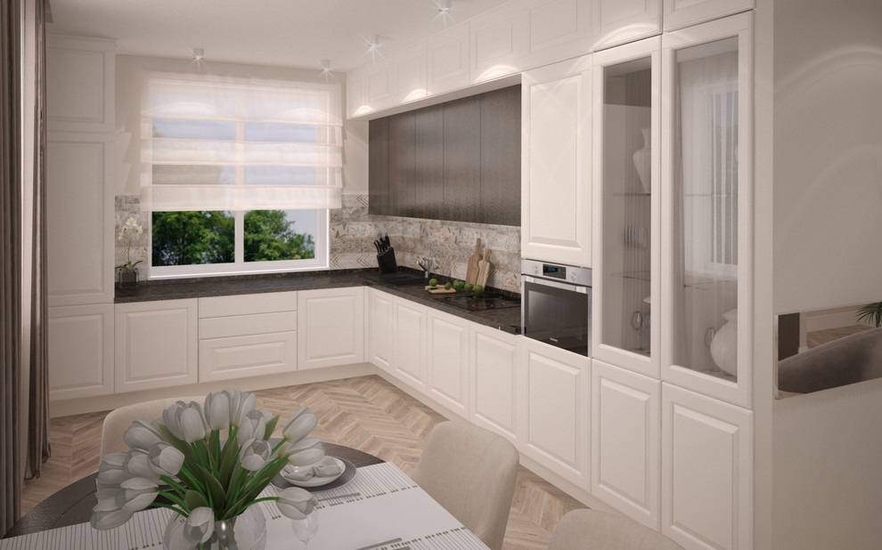 Интерьер гостиной, совмещенной с кухней в загородном доме