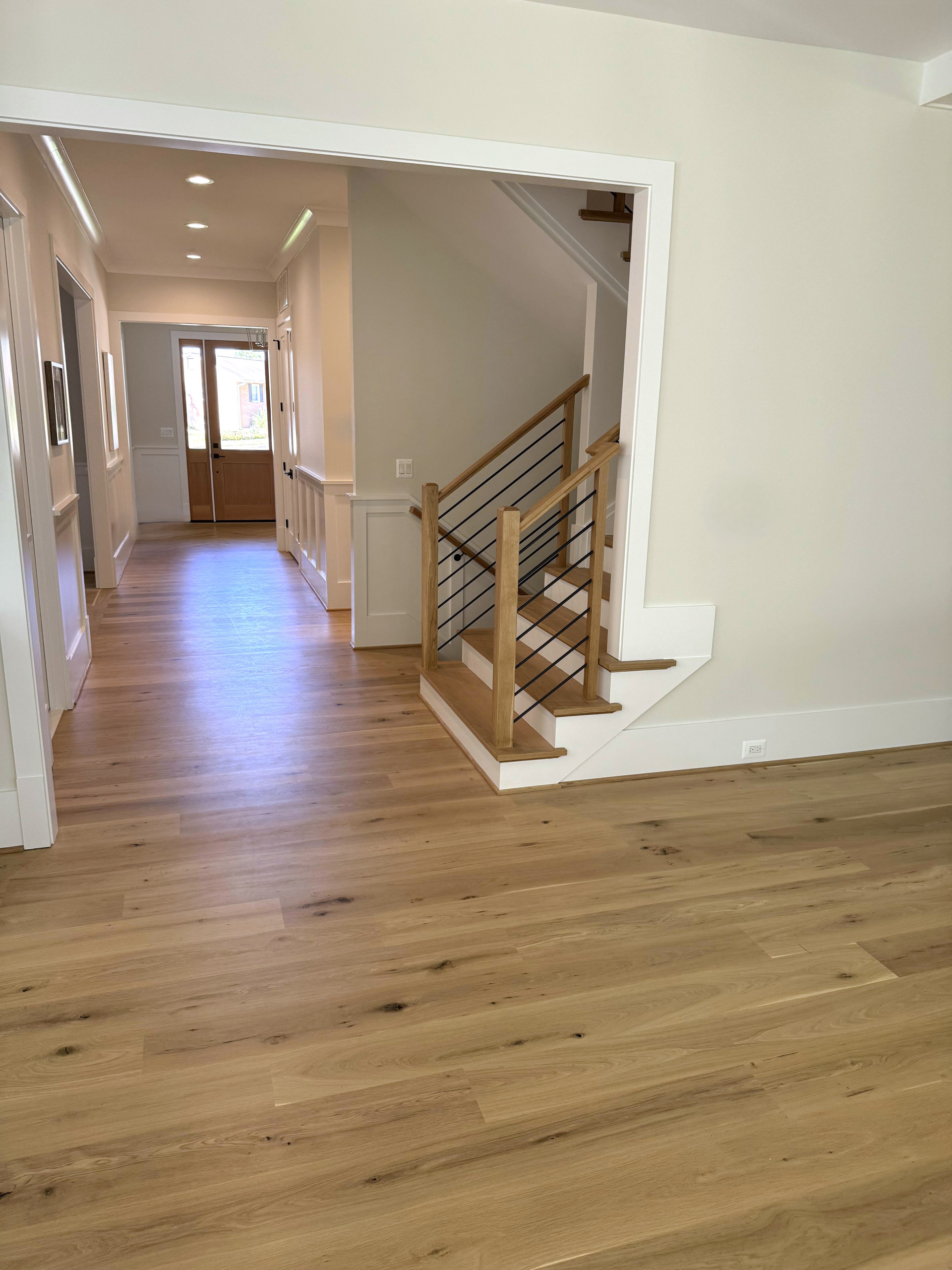 140_Modern White Oak Stair with Horizontal Bar Rail, Falls Church, VA 22043
