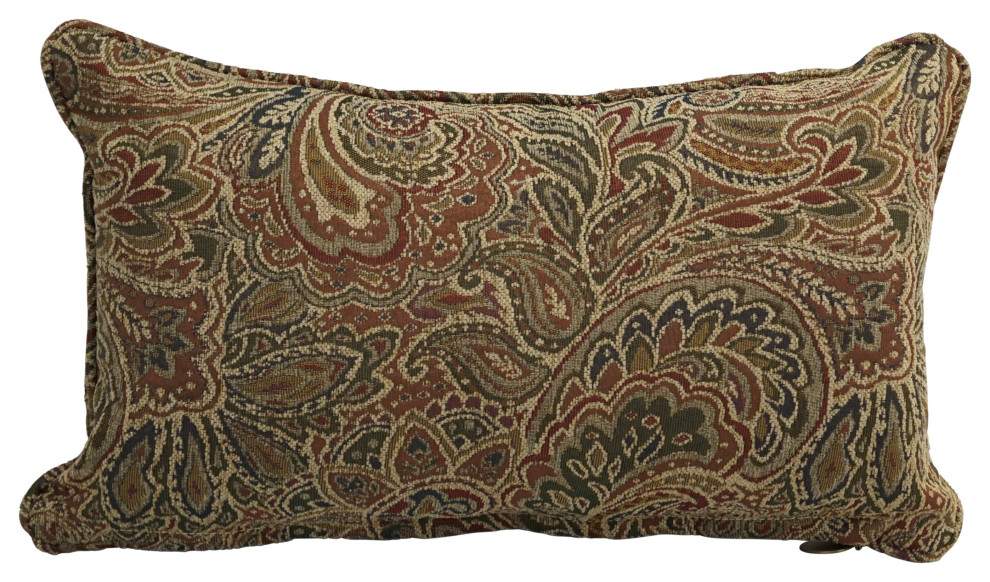 18" DoubleCorded Patterned Jacquard Chenille Throw Pillow, Earth Tones