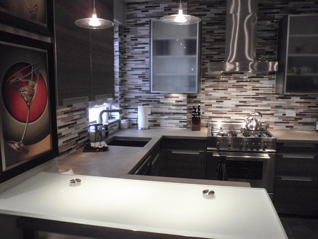 Raised Glass Countertop Brooks Custom Modern Kitchen New