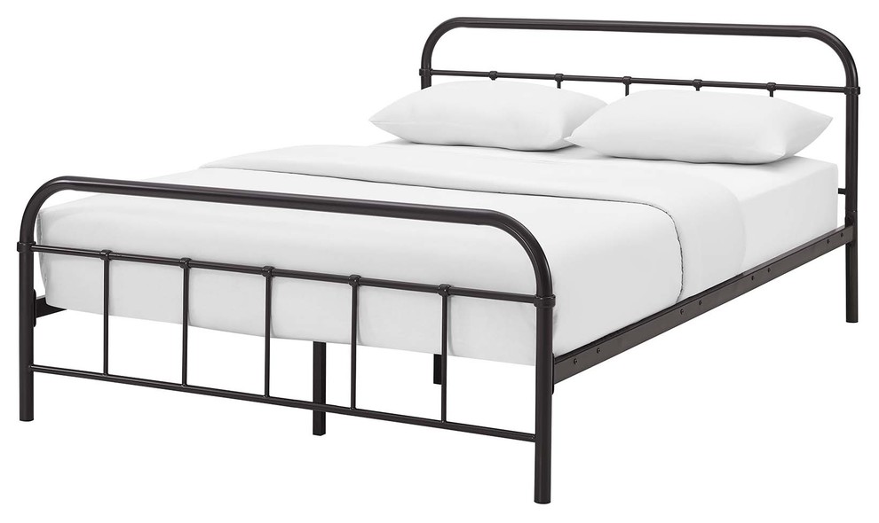 Country Farm Platform Bed Frame, Metal Steel Stainless Steel