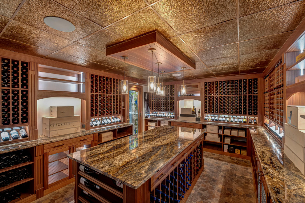 Media room converted into a unique 3,000 bottle wine cellar