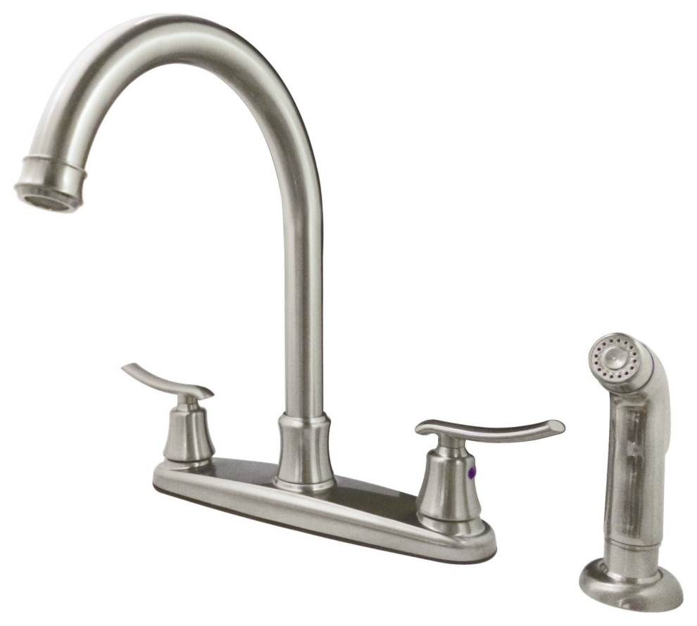 FB7798JLSP 8Inch Centerset Kitchen Faucet With Sprayer, Brushed Nickel
