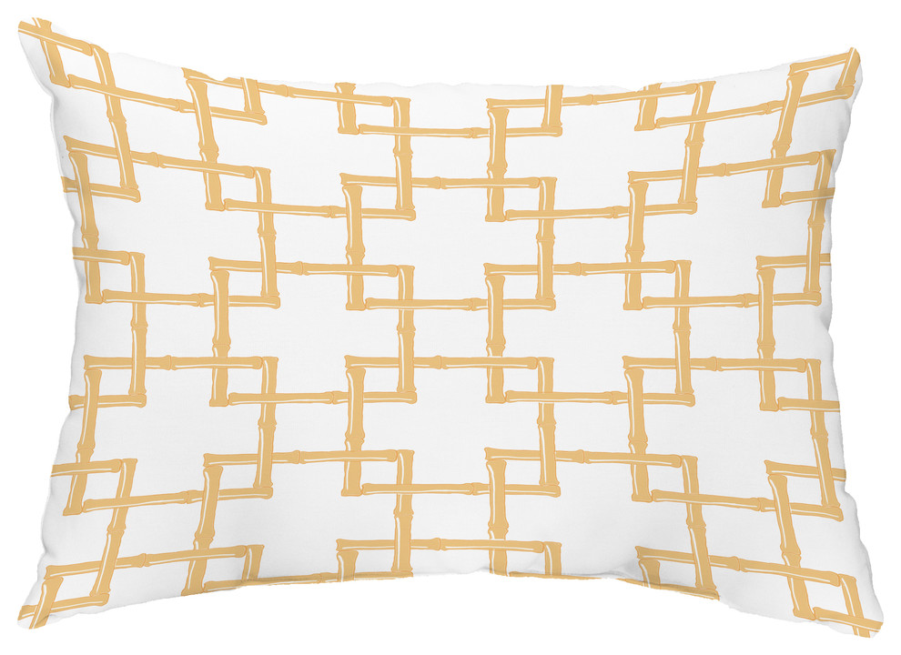 Bamboo 2 14"x20" Decorative Abstract Outdoor Pillow, Gold