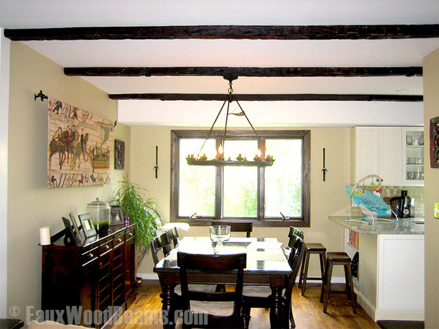 Faux Wood Beam Ceiling Designs Traditional Dining Room New