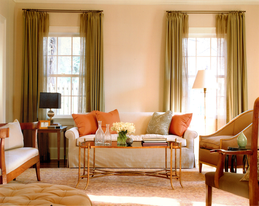 Photo of a country formal enclosed living room in DC Metro with beige walls.