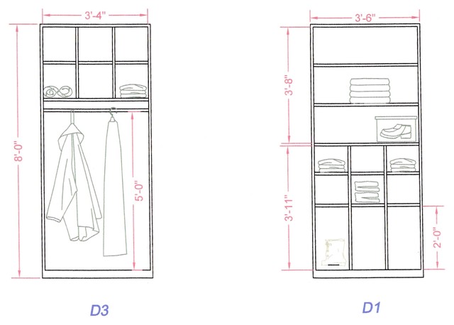 Closet design transitional-interior-elevation