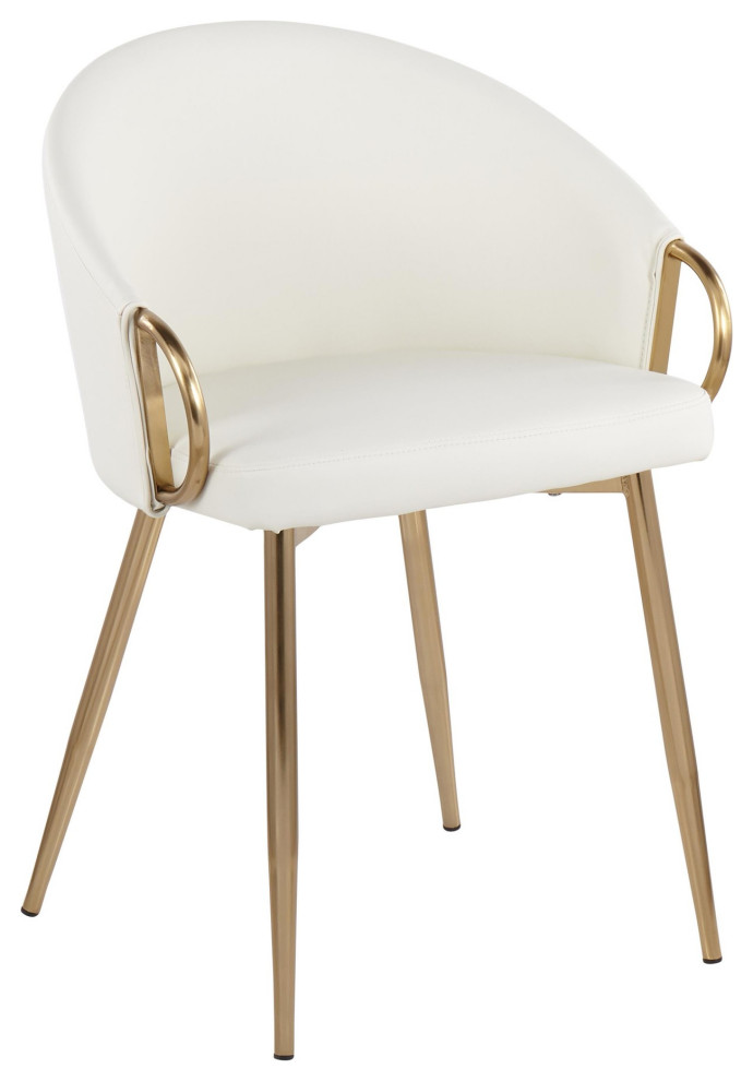 Claire Chair, Gold Metal Midcentury Dining Chairs by LumiSource