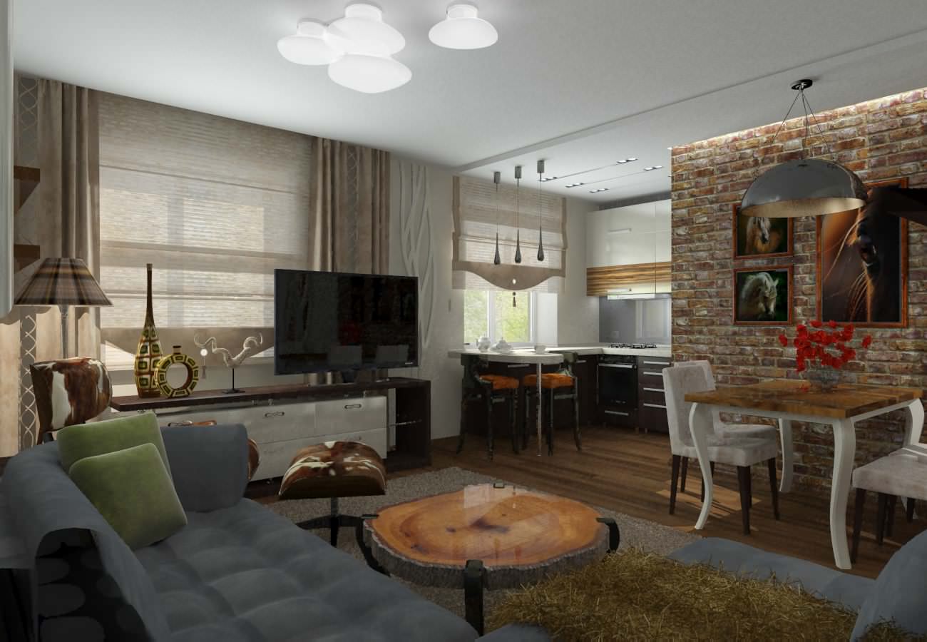 визуализация "Гостиная - студия"