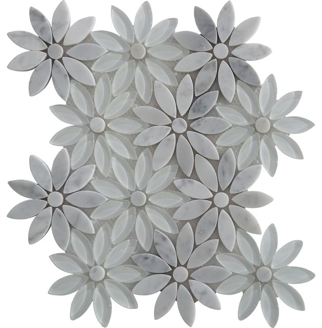 10 24 X11 42 White Flower Marble Gl Mosaic Backsplash Tile 10 24 X11 42 White Flower Marble Gl Mosaic Backsplash Tile