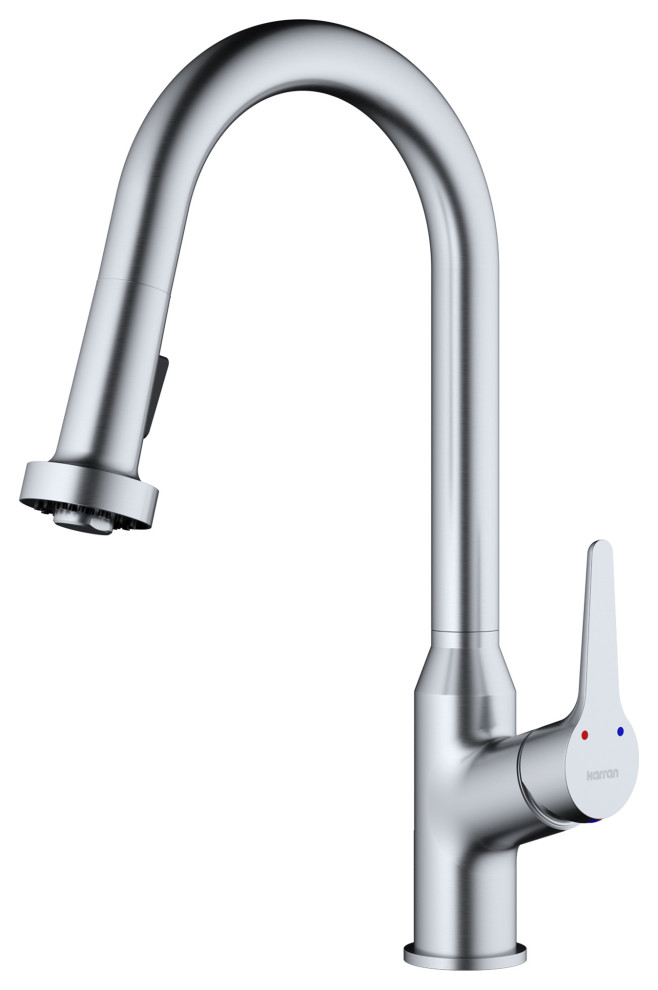 Karran Dockton Single-Handle Pull-Down Sprayer Kitchen Faucet, Stainless Steel