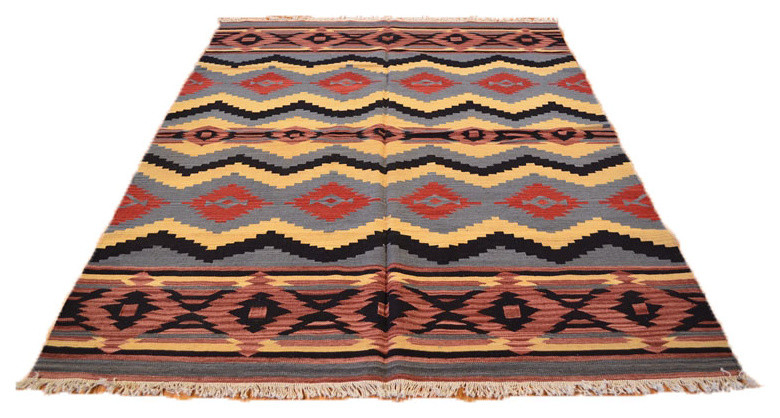 Colorful Anatolian Kilim Hand Woven Flat Weave 100% Wool Oriental Rug