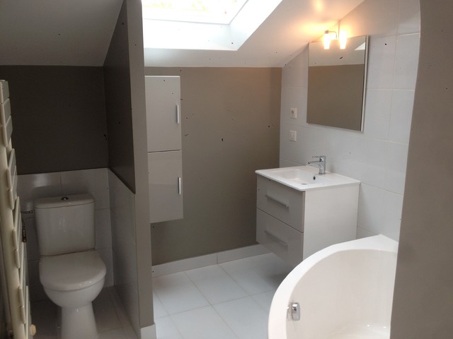 Awesome Salle De Bains 5M2 #1: Salle De Bain Parisienne Lumineuse 5m2 Baignoire Angle, Wc Intégré Traditional Awesome Salle De Bains 5M2 #1: Salle De Bain Parisienne Lumineuse 5m2 Baignoire Angle, Wc Intégré Traditional