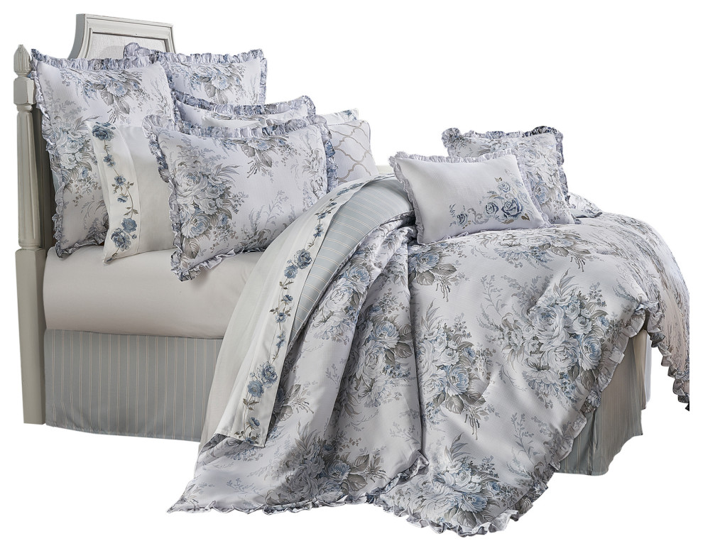 Royal Court Estelle Farmhouse Floral 4 Piece King Comforter Set