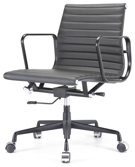 Ribbed Back Office Chair Leather Contemporary Chairs By M341 Office Chair All Black