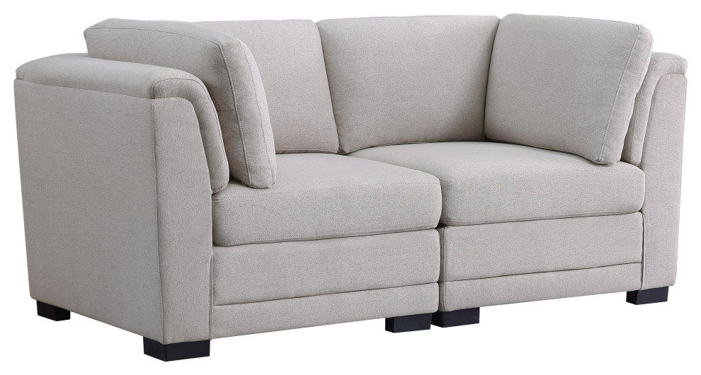 Kristin Light Gray Linen Loveseat Transitional Loveseats by