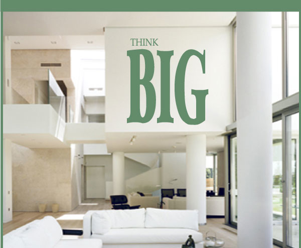 Think Big Vinyl Wall Decal AM005ThinkbigV, Light Brown, 23 in.