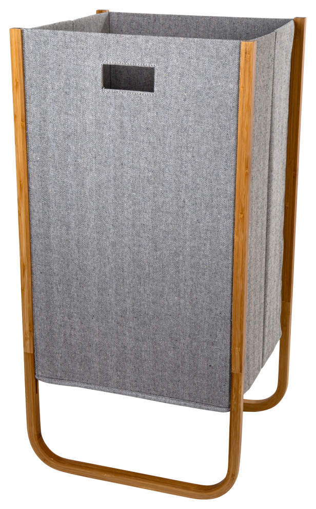 Modern and Sleek Woven Paper and Bamboo Laundry Hamper Contemporary