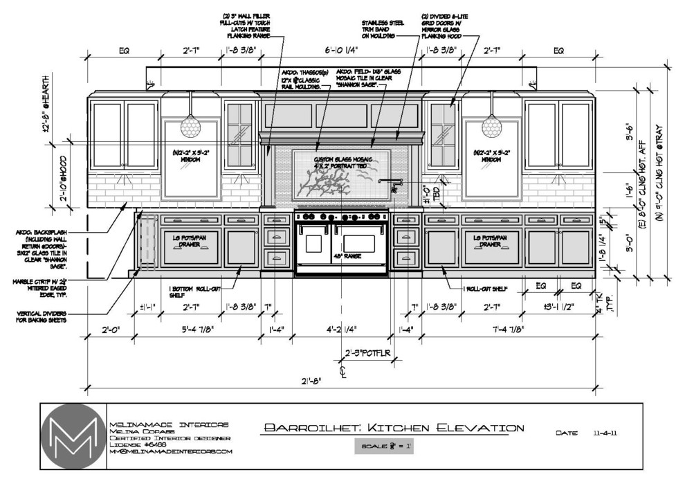 Traditional kitchen - elevation drawing