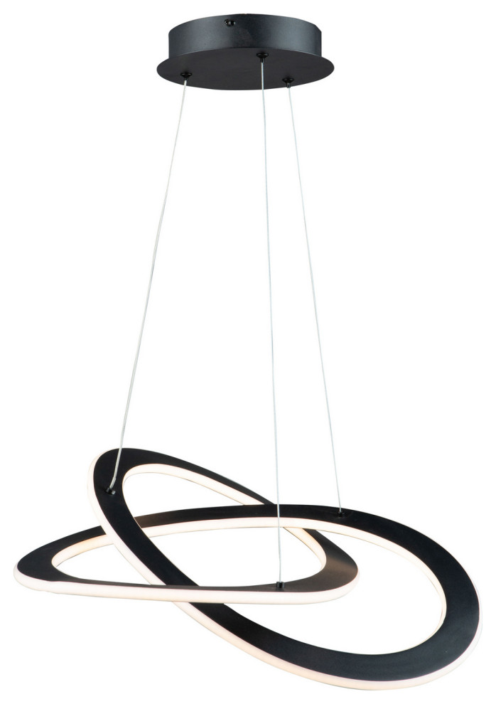 Wave LED Chandelier, Black Modern Pendant Lighting by LAMPS EXPO