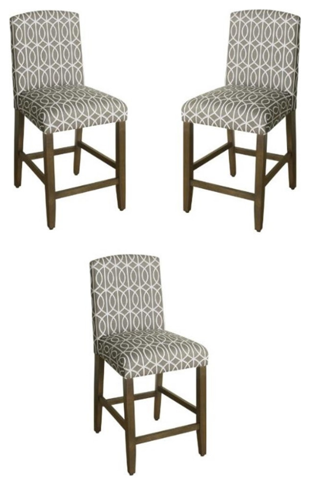 Home Square Finley 24" Wood & Fabric Counter Height Barstool in Gray