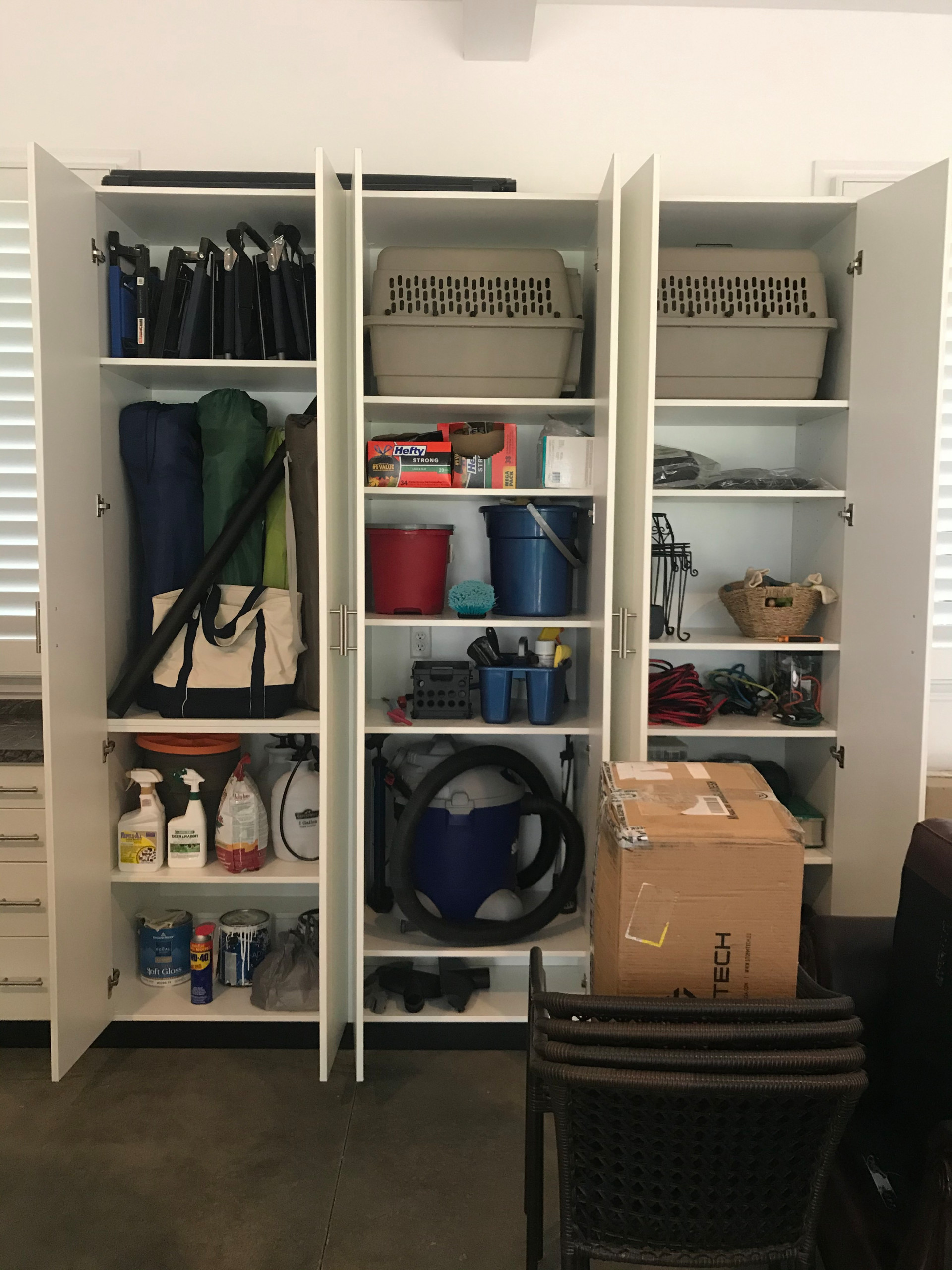Garage with Cabinets & Slat Wall