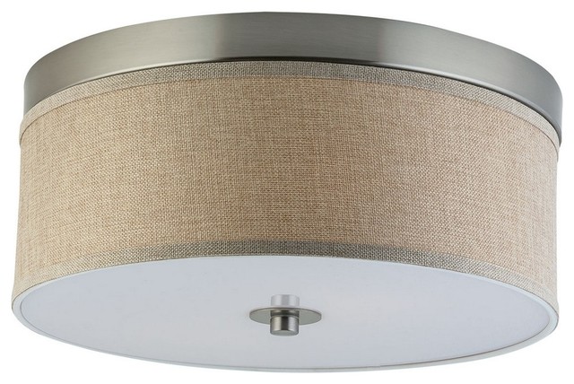 Occhio 15" 2-Light Flushmount Ceiling Fixture, Natural Linen