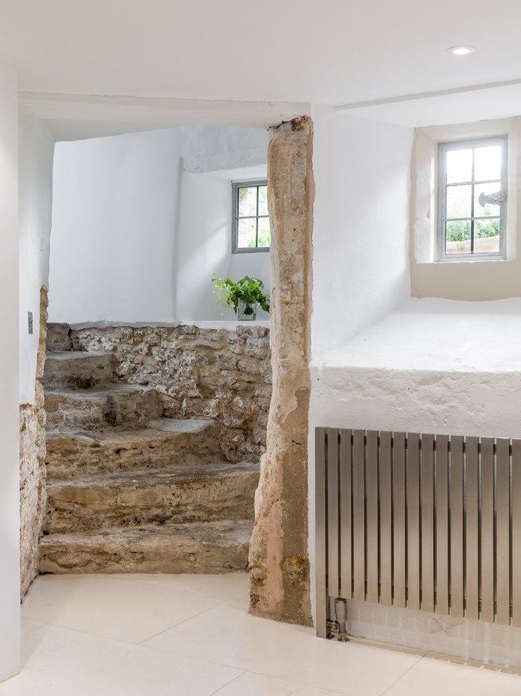 This is an example of a limestone spiral staircase in Gloucestershire with limestone risers.