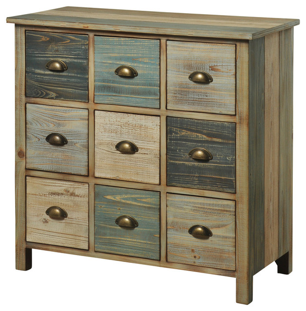 Sanibel 9 Drawer Apothecary Chest Multicolored Pastel Finish