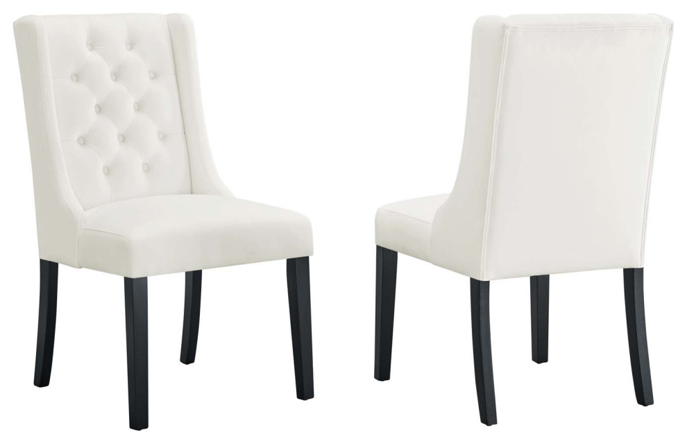 Performance Velvet Dining Chairs, Set of 2, White