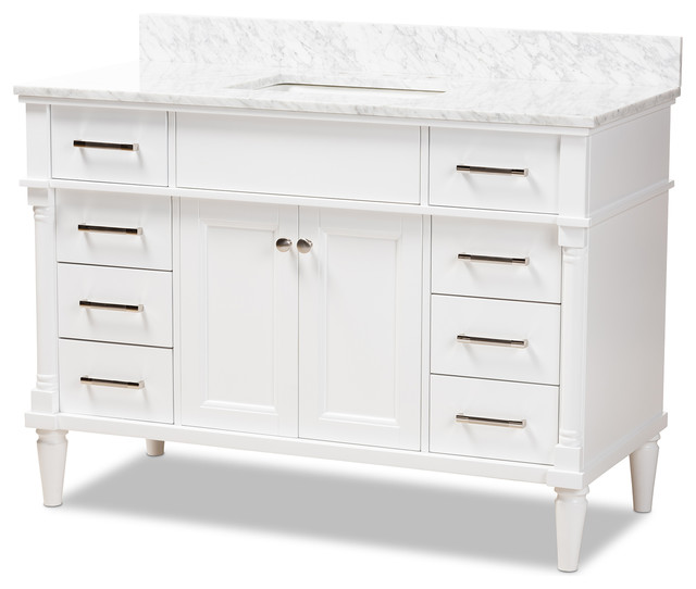 Monte 48Inch White finished Wood and Marble Single Sink Bathroom
