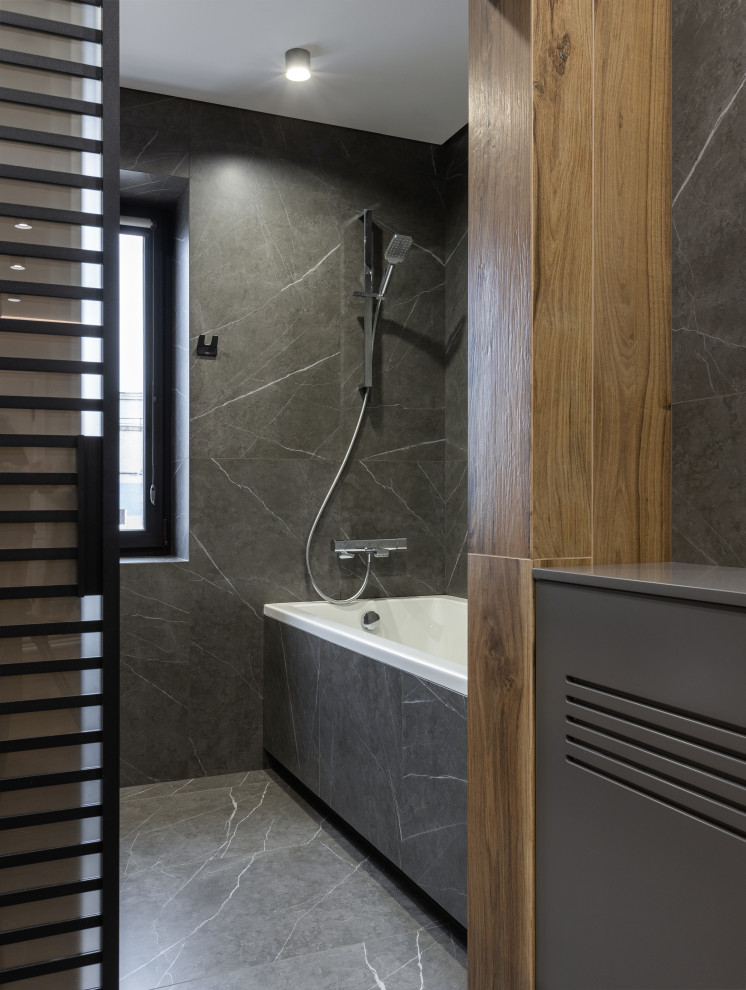 Минималистичная кухня-гостиная