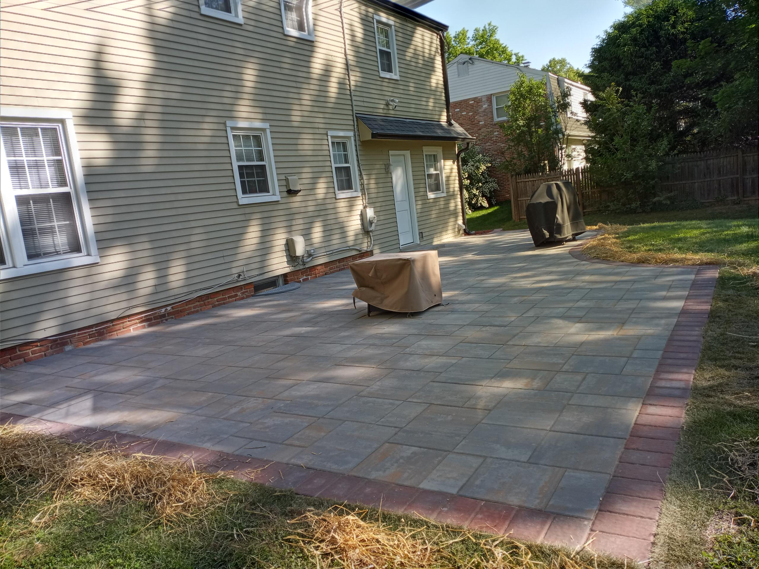 This project involves replacing the existing brick patio with a new Paver Westchester Blend [color ] XL  and with a nice border Autumn Blend [color] that refreshes the design of the patio...